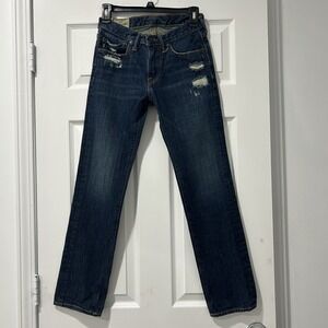 Abercrombie Kids Jeans Size 14 Girls Dark Wash A&F Skinny Jeans‎ Distressed Zip